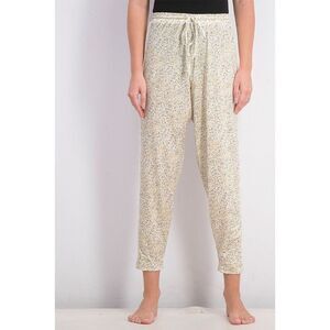 NWT Jason Wu Women Stretch Satin Lounge Jogger, Lavender Floral and Yellow